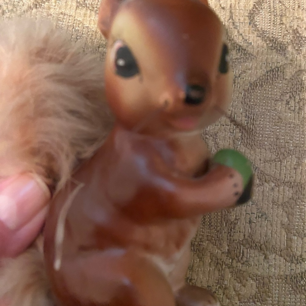 Vintage Enesco Brown Squirrel with Fuzzy Tail - Picture 4 of 6